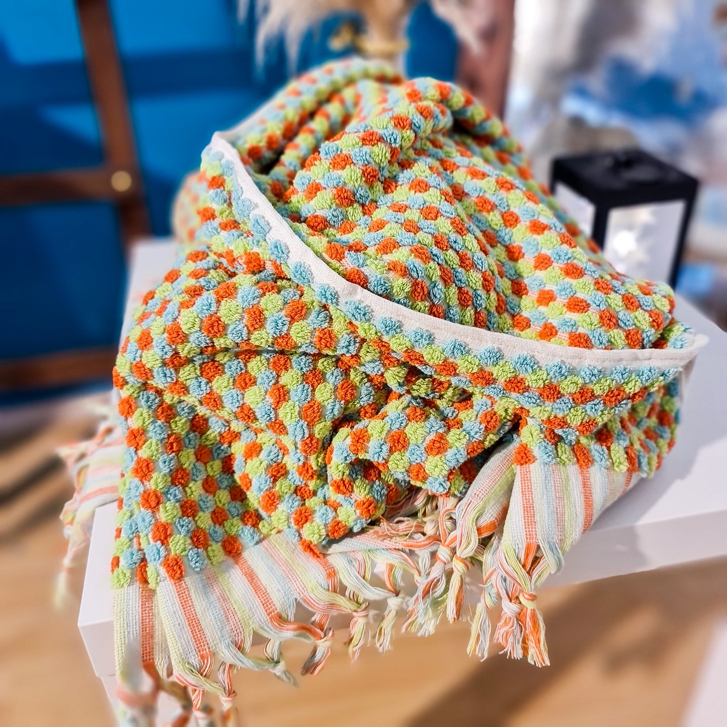 Turkish Hammam Bath Terry Towels Multi Orange Dotted