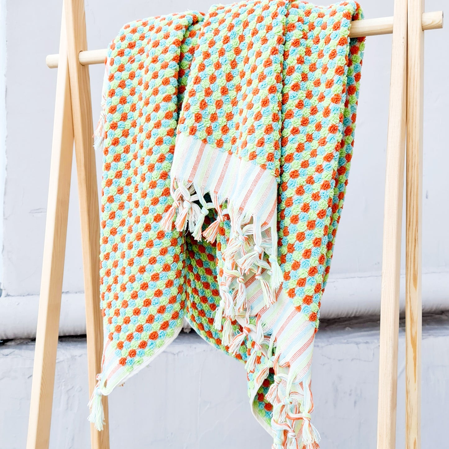 Turkish Hammam Bath Terry Towels Multi Orange Dotted