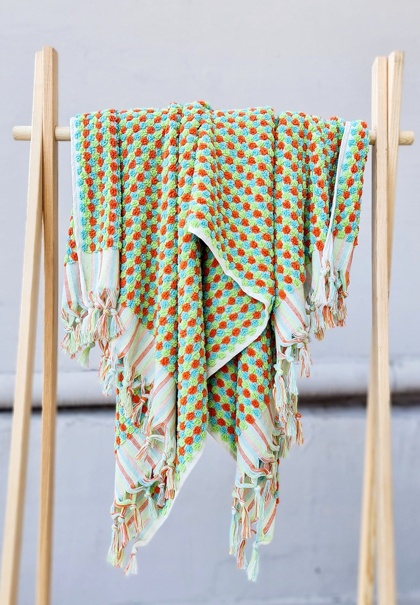 Turkish Hammam Bath Terry Towels Multi Orange Dotted