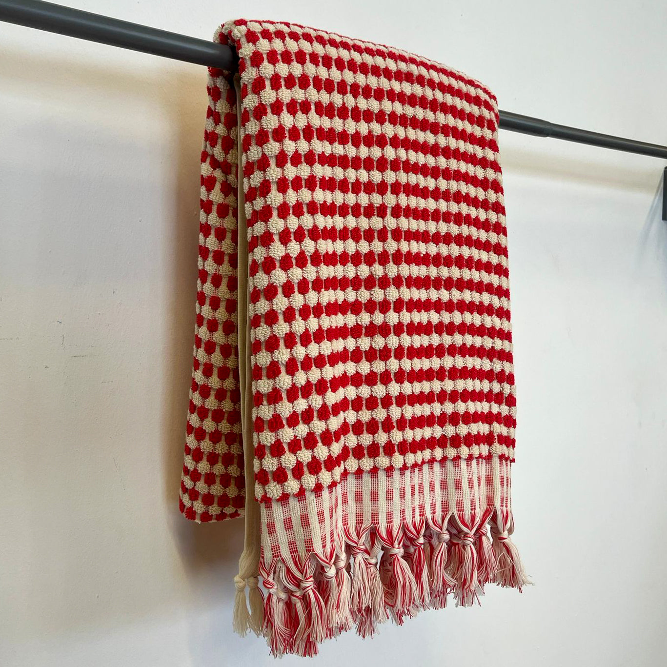 Turkish Hammam Bath Terry Towels Red Dotted