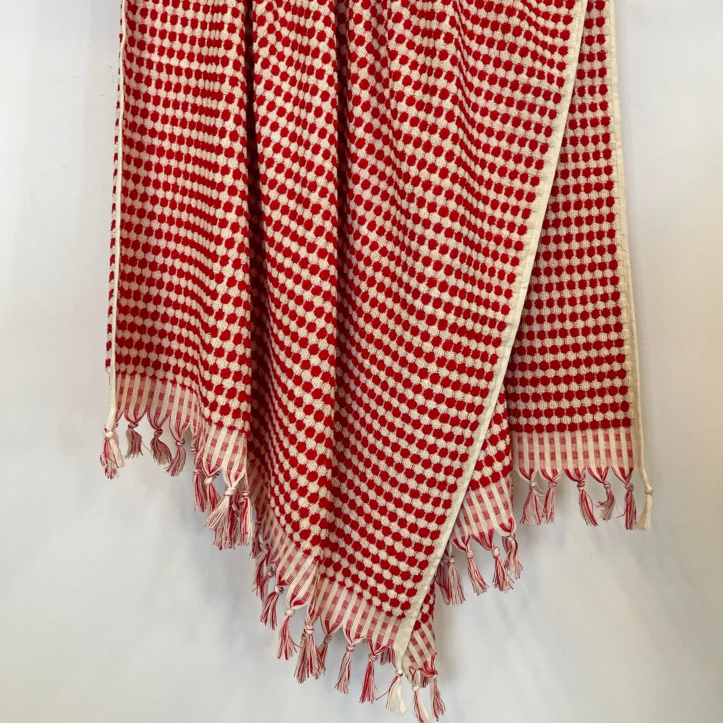 Turkish Hammam Bath Terry Towels Red Dotted