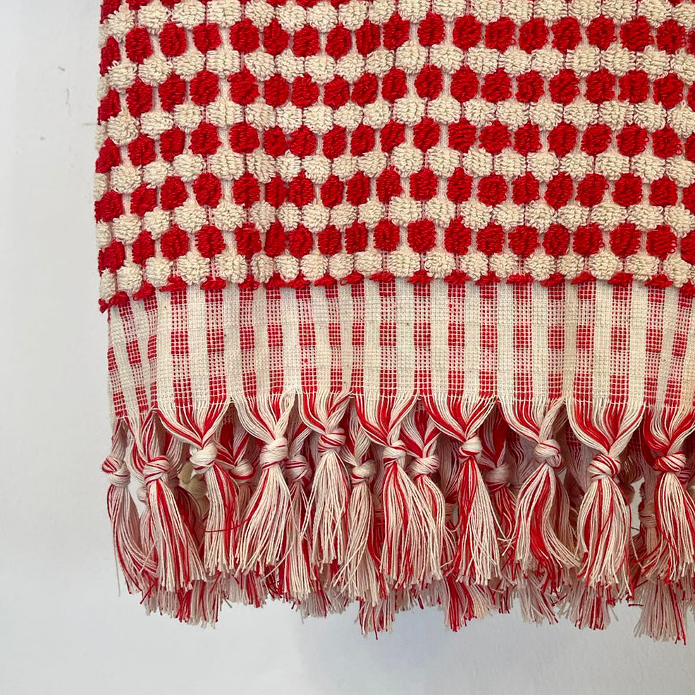 Turkish Hammam Bath Terry Towels Red Dotted