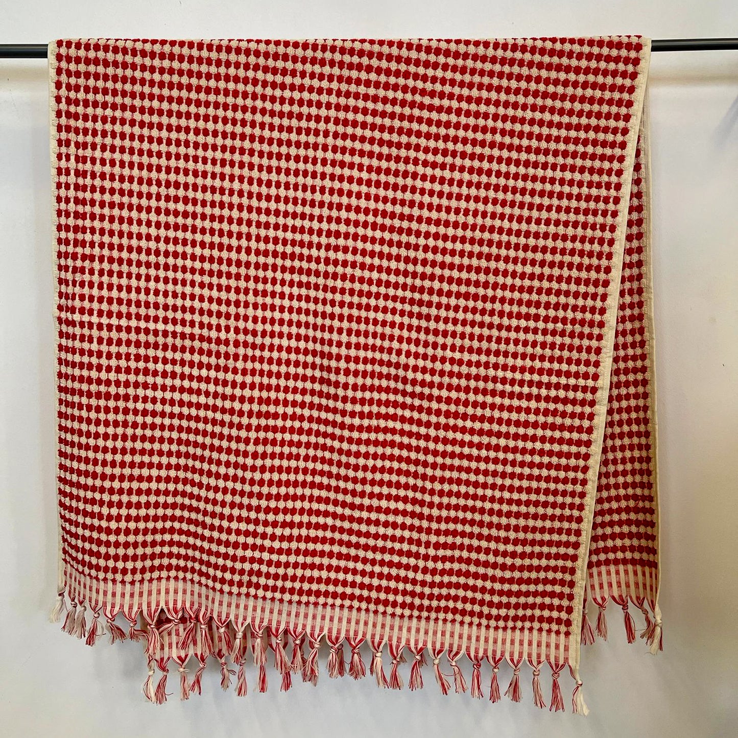 Turkish Hammam Bath Terry Towels Red Dotted