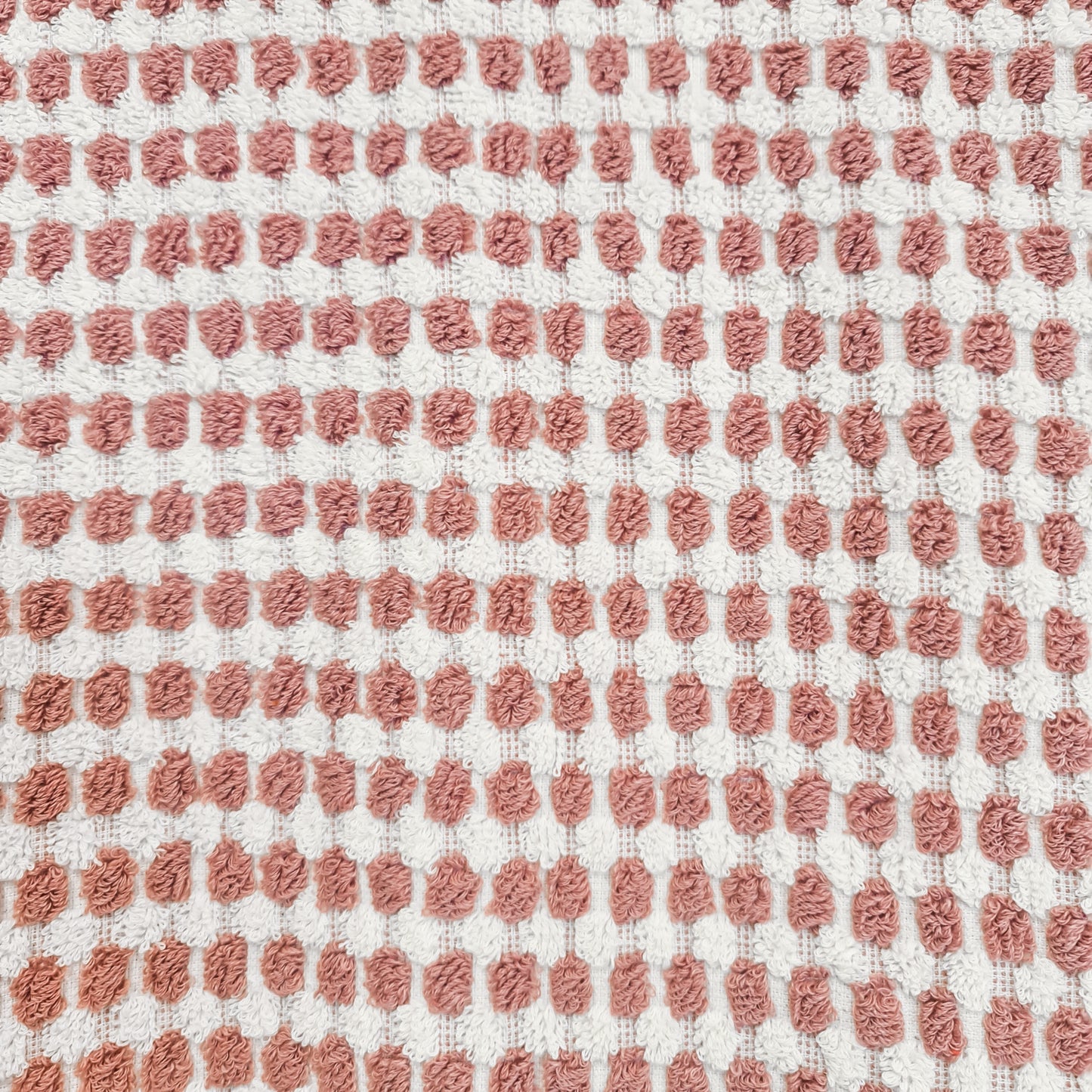 Turkish Terry Hammam Towel in Rose Pink Dotted Design – Luxury Cotton Bath Towel with Matching Hand Towel and Bathrobe Available Online, detailed view
