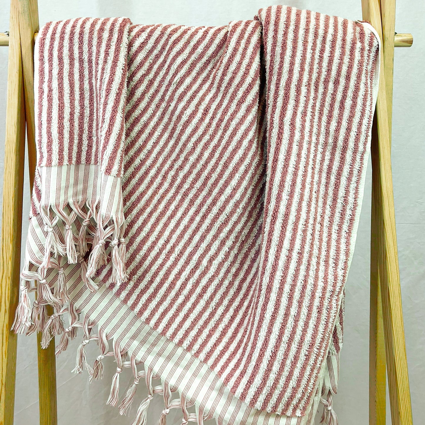 Turkish Bath Hammam Towel Rose Stripe