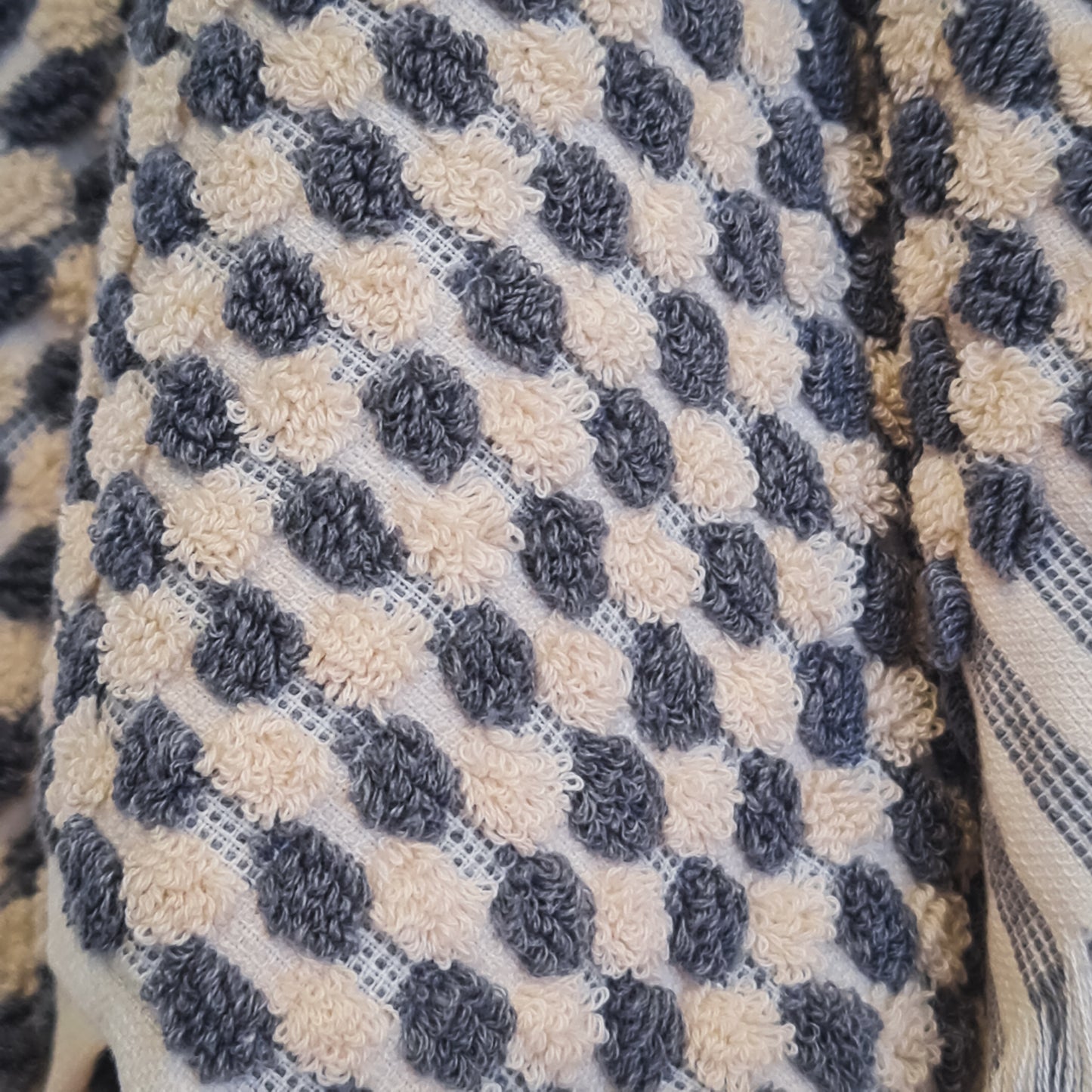 Turkish Hammam Terry Hand Towels Dark Grey Dotted