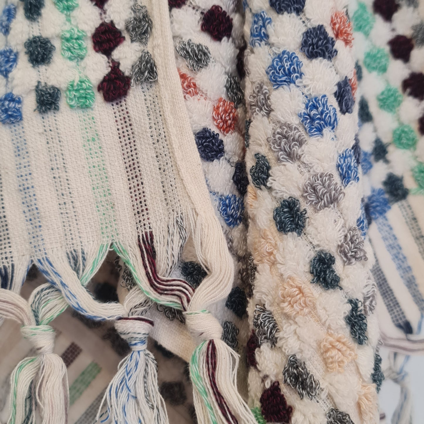 Turkish Hammam Terry Hand Towels Multi Pastel Dotted