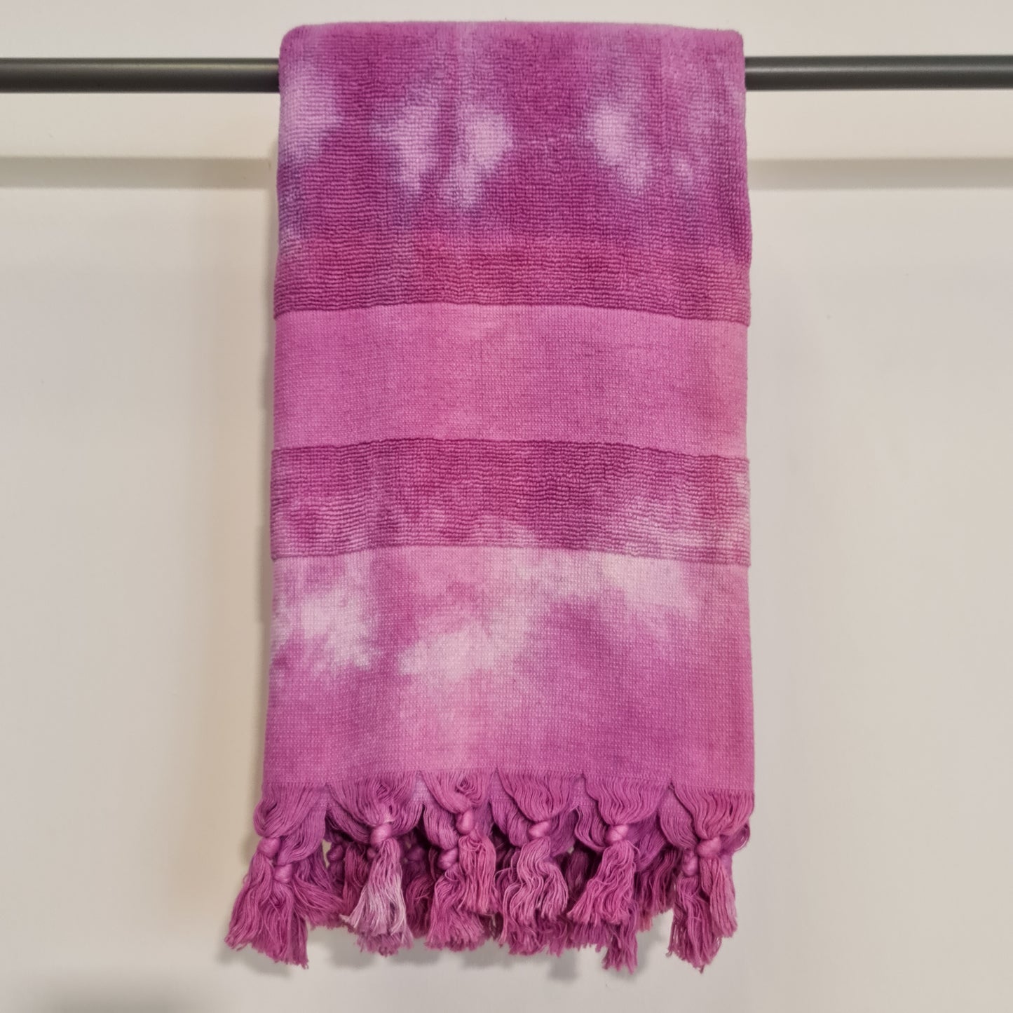 Turkish Terry Cotton Bath Towel Tie-Dye Purple