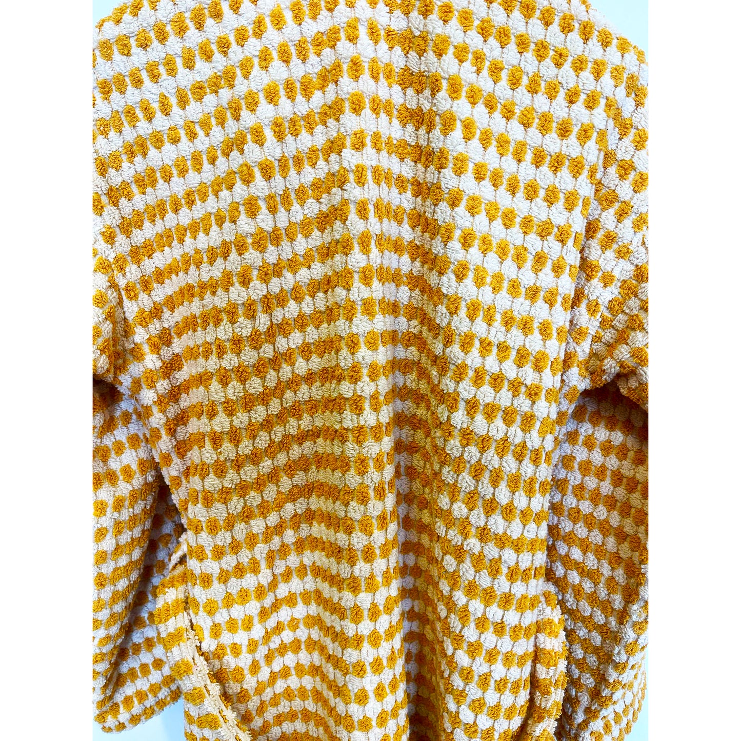 Turkish Terry Towel Bathrobe Golden Dotted Pompom Design
