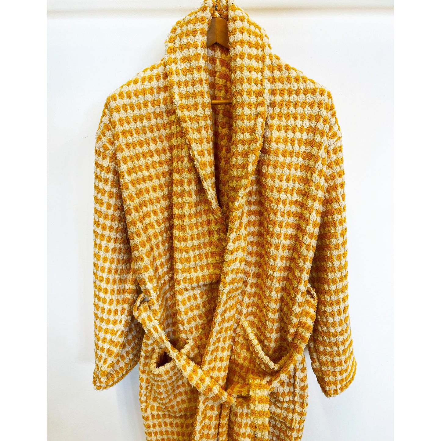 Turkish Terry Towel Bathrobe Golden Dotted Pompom Design