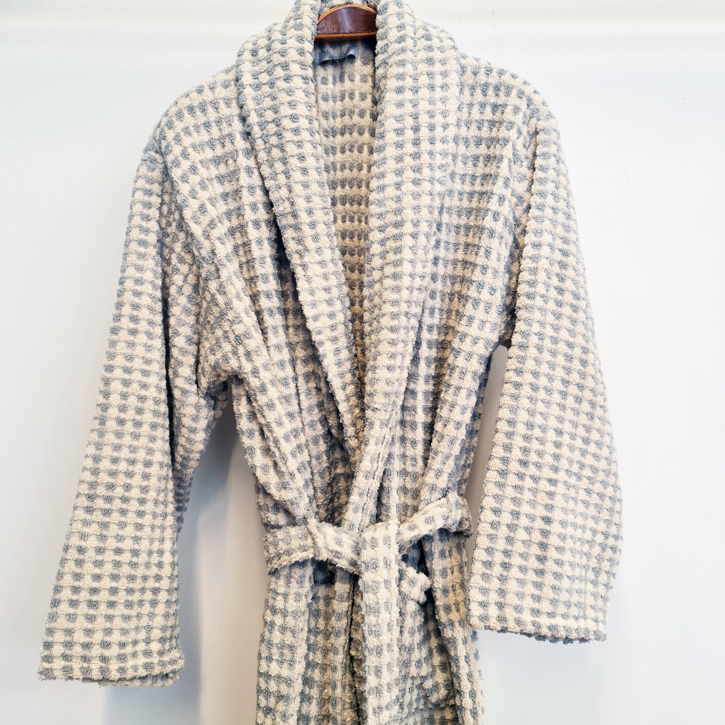 Turkish Terry Towel Bathrobe Grey Dotted Pompom Design