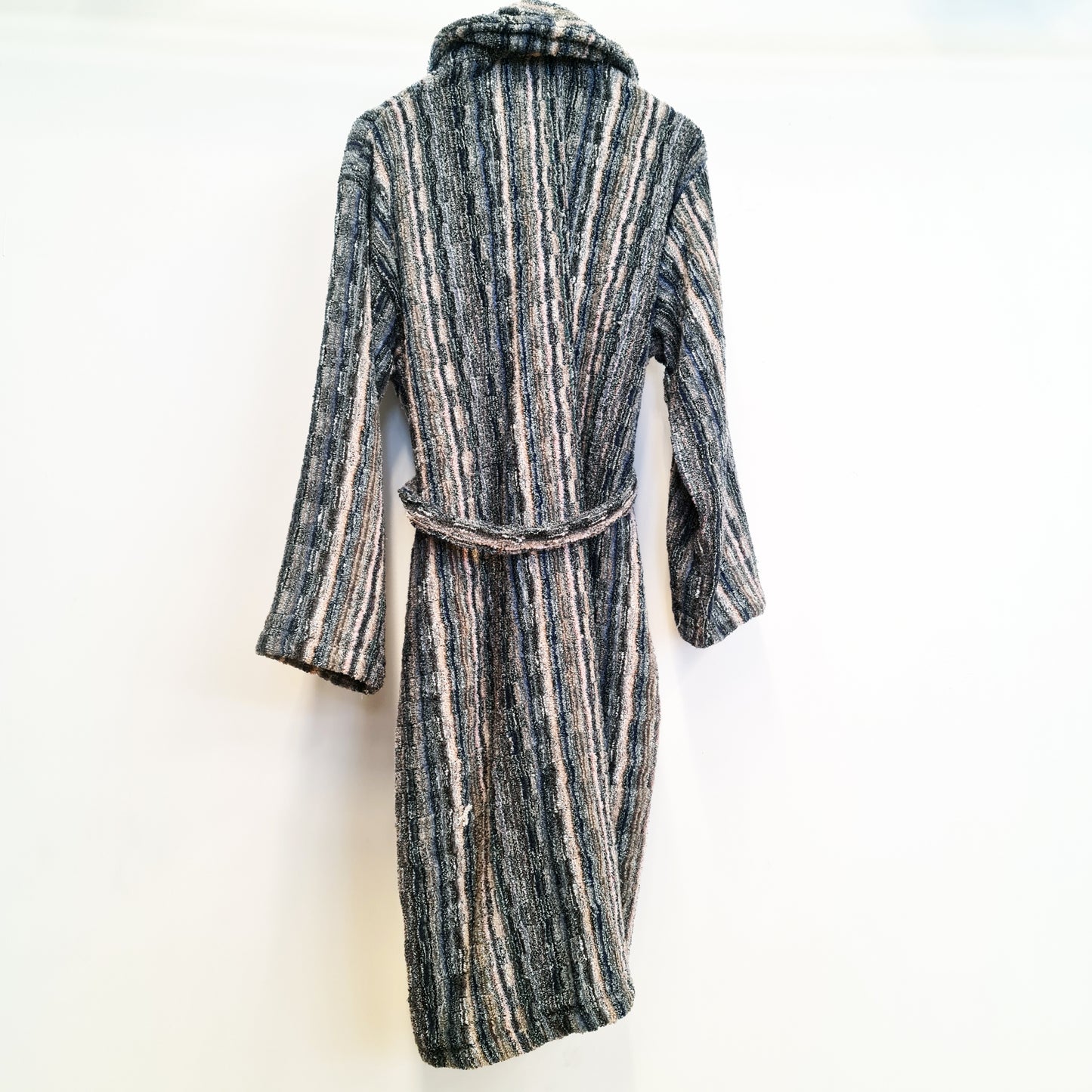 Turkish Terry Towel Bathrobe Multi Grey Stripe Design