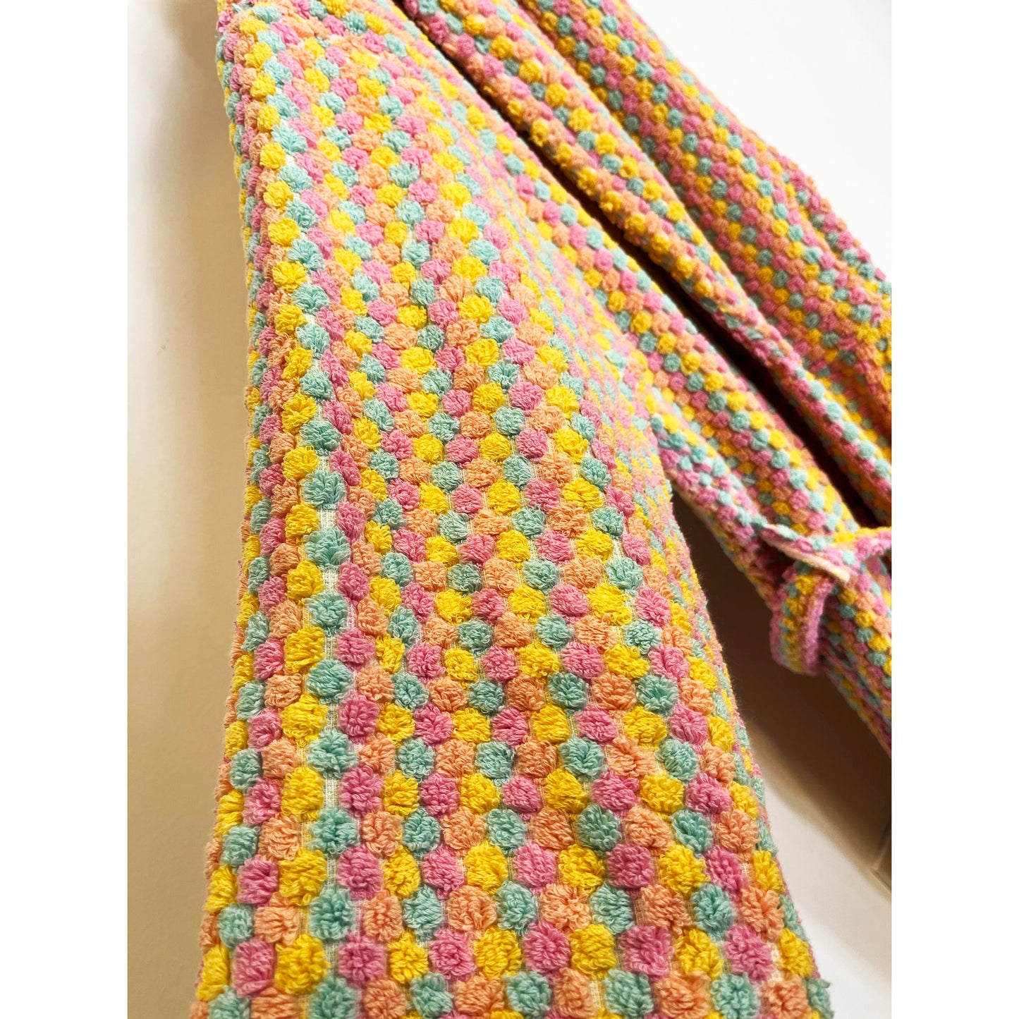 Turkish Terry Towel Bathrobe Multi Pink Dotted Pompom Design