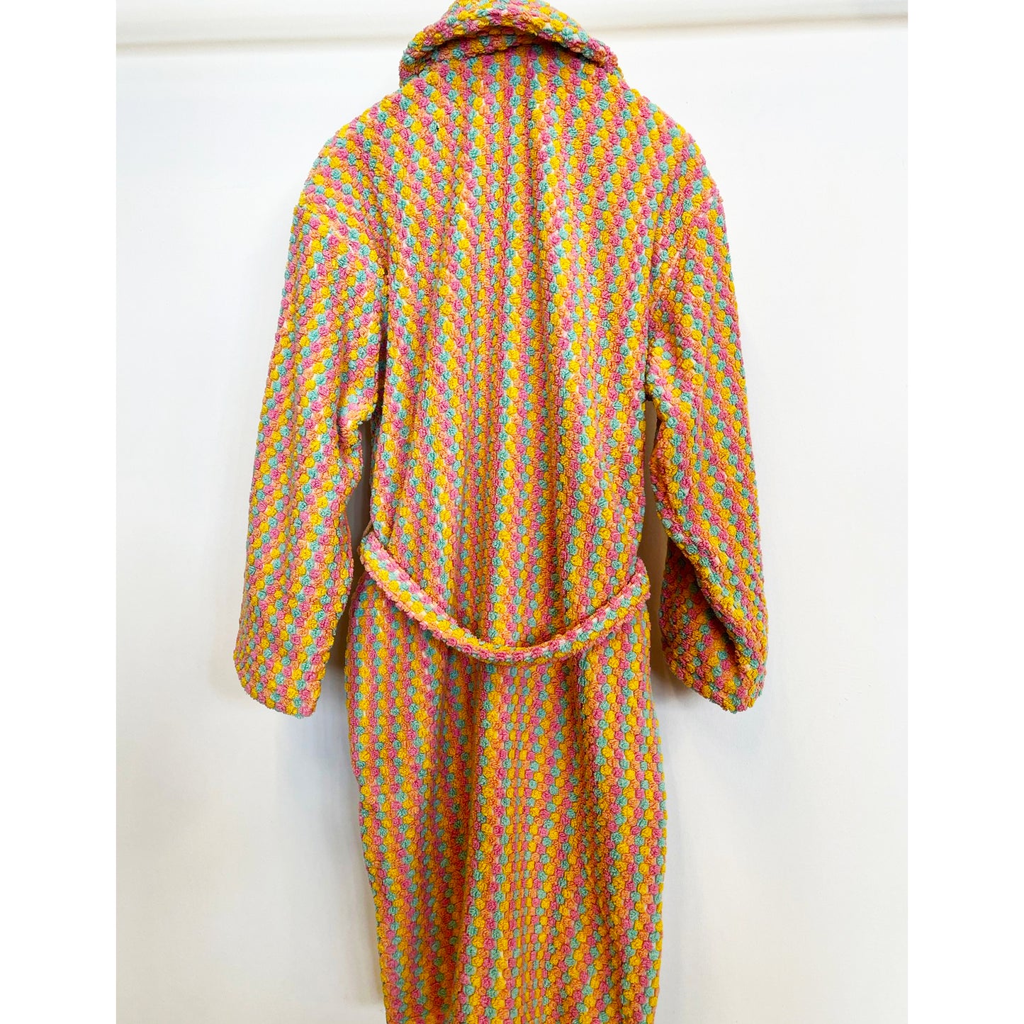Turkish Terry Towel Bathrobe Multi Pink Dotted Pompom Design
