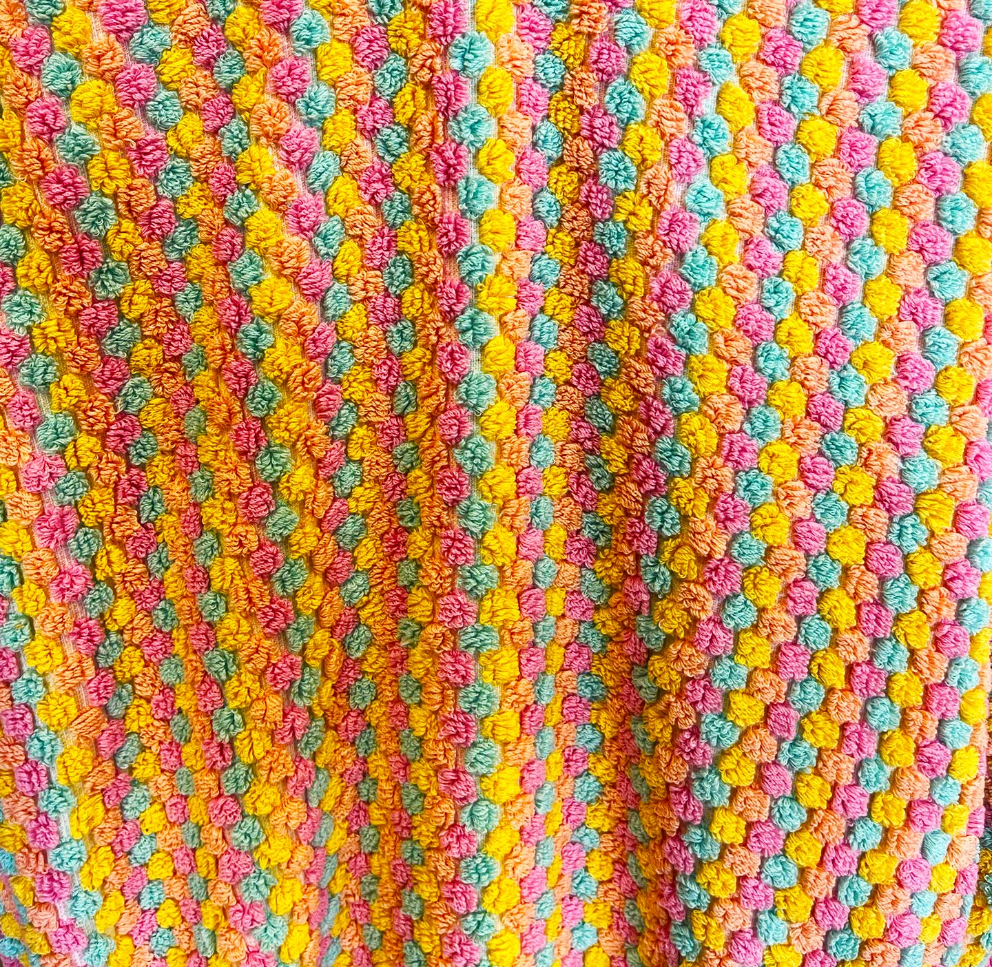 Turkish Terry Towel Bathrobe Multi Pink Dotted Pompom Design