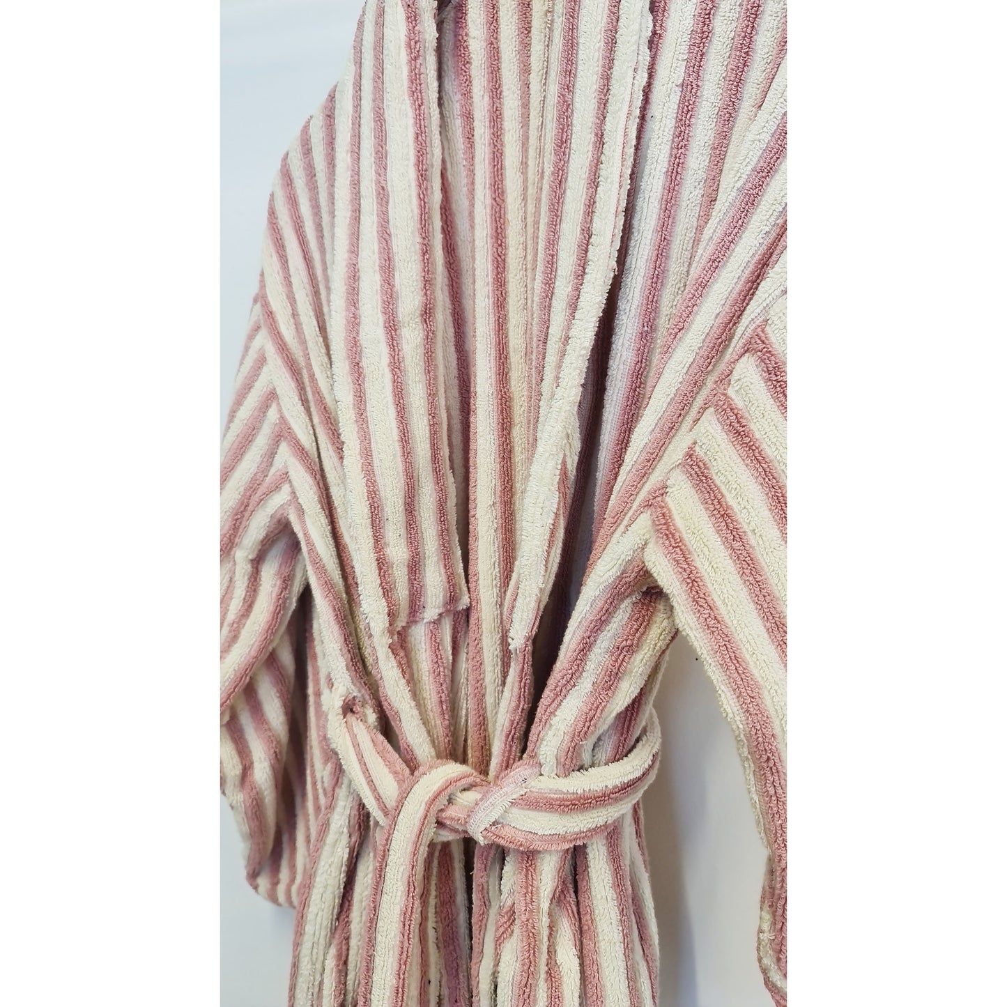 Turkish Terry Towel Bathrobe Pink Stripe Design