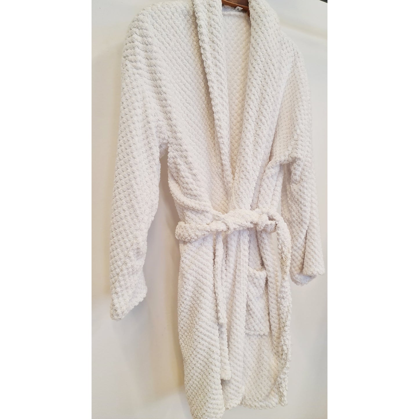 Turkish Terry Towel Bathrobe White Dotted Pompom Design