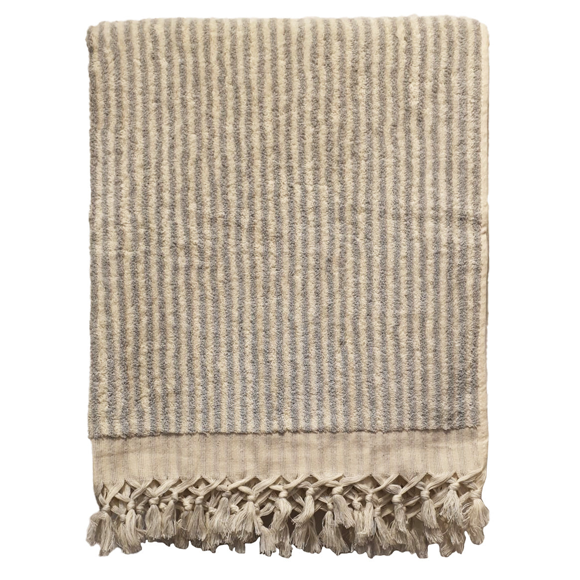 Turkish Bath Towel Ecru Grey Stripe