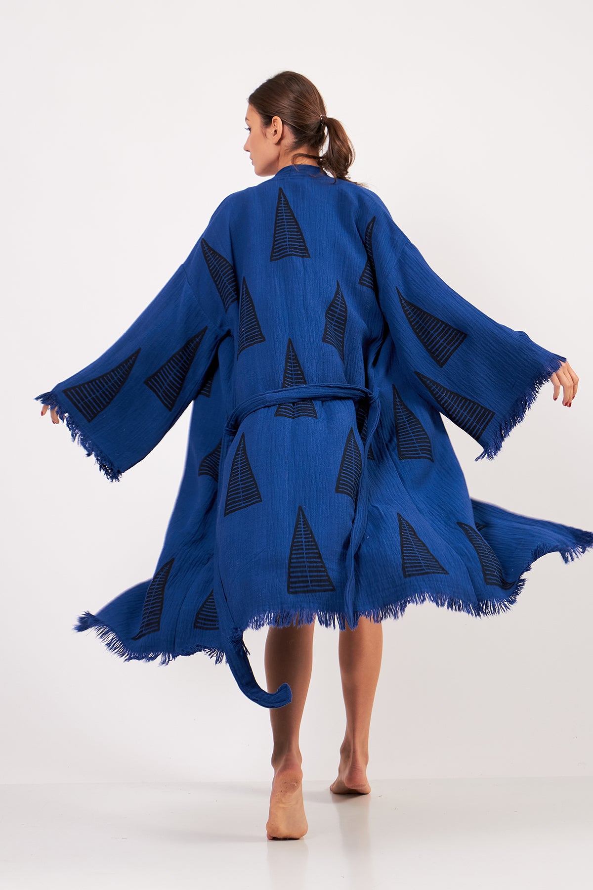 Turkish Towel Kimono Bathrobe Pyramid Design