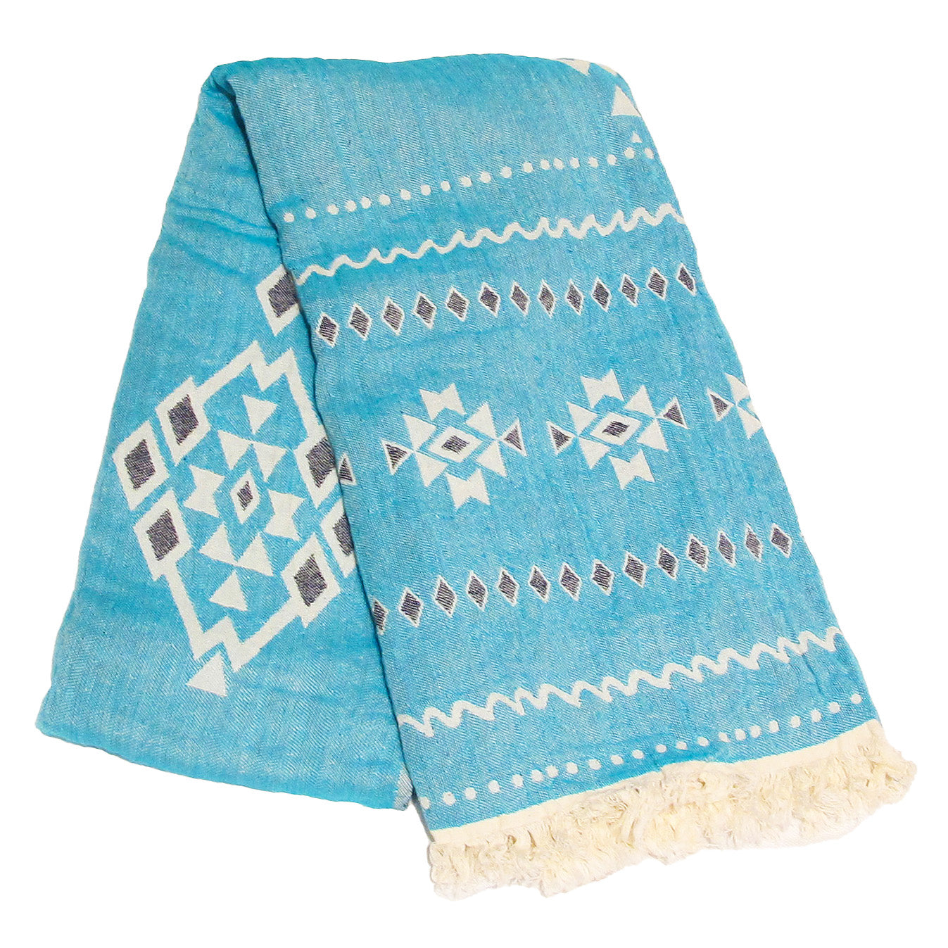 Turquoise Kilim Pestemal Turkish Towel