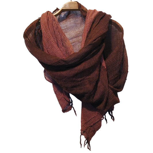 Hand Woven Wool Double Scarf Brown