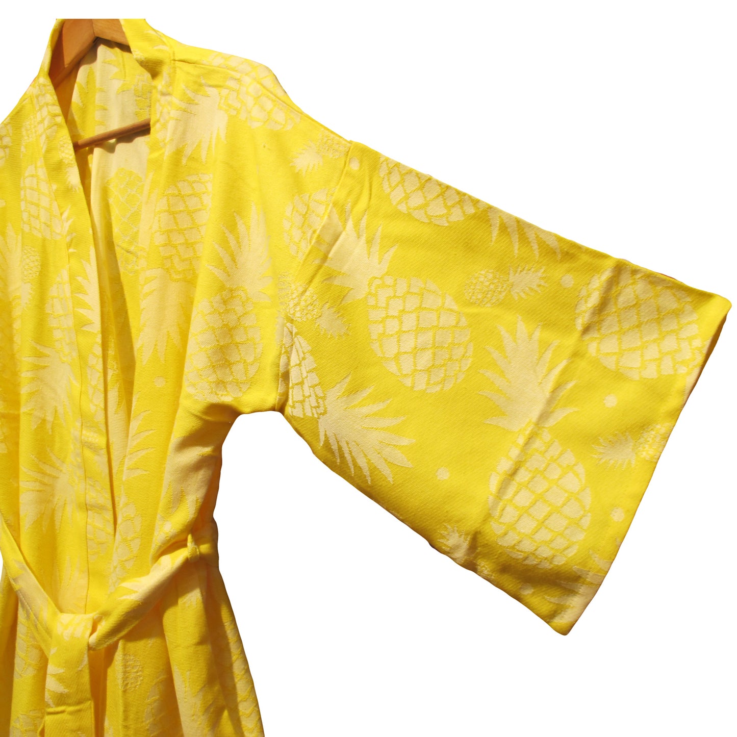 Hand-Woven Natural Cotton Yellow Turkish Towel Kimono
