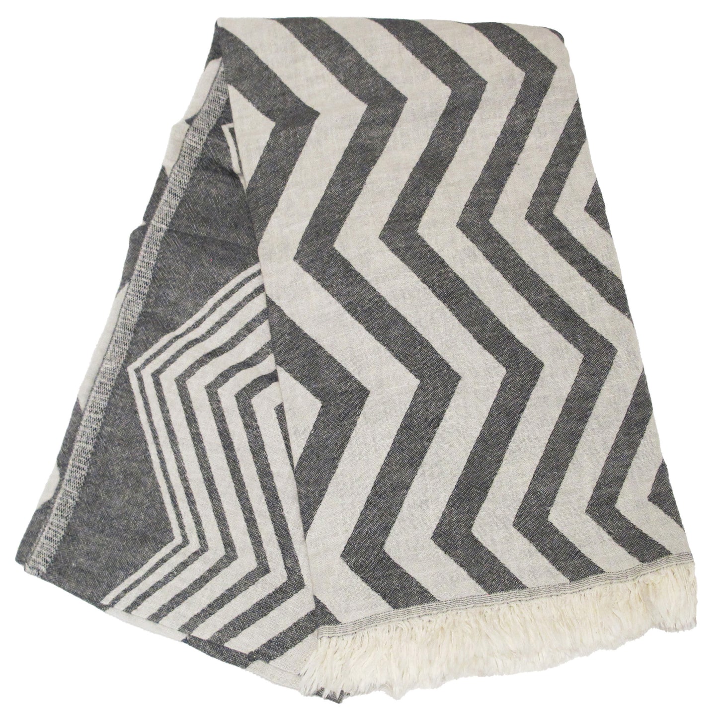 Zig Zag Black Turkish Towel
