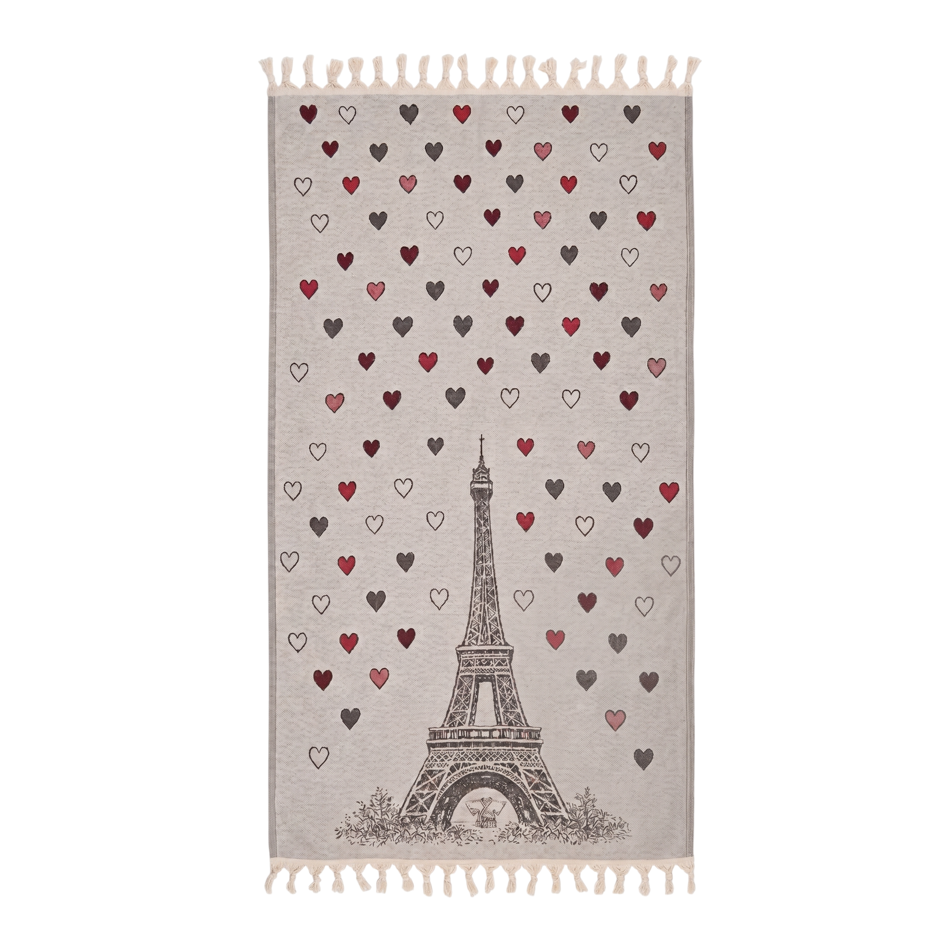 paris love turkish towel pestemal beach towel on a white background