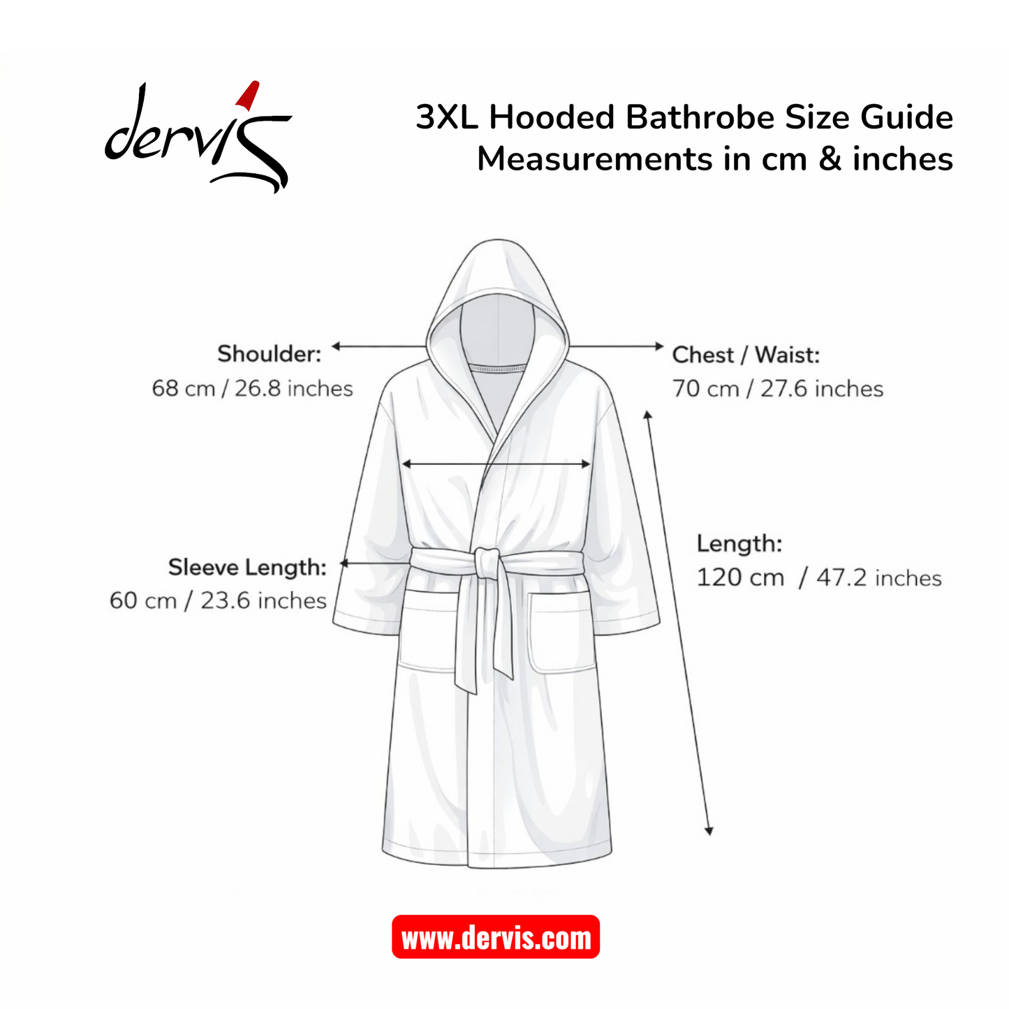 3XL Hooded Turkish Terry Bathrobe – Extra Large Handwoven Cotton Robe (Unisex, White)