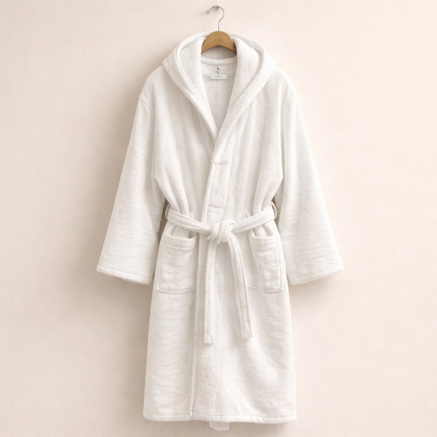 3XL Hooded Turkish Terry Bathrobe – Extra Large Handwoven Cotton Robe (Unisex, White)