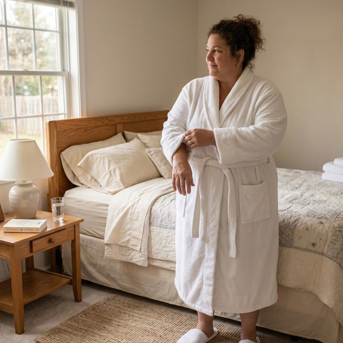 3XL Hooded Turkish Terry Bathrobe – Extra Large Handwoven Cotton Robe (Unisex, White)