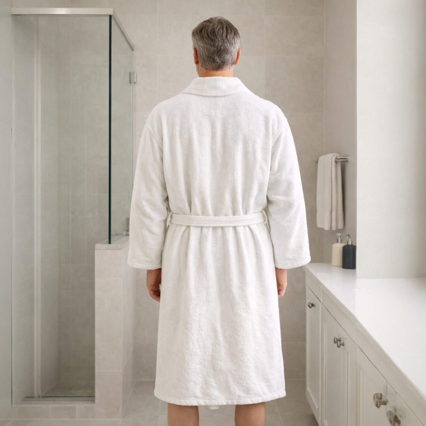 3XL Hooded Turkish Terry Bathrobe – Extra Large Handwoven Cotton Robe (Unisex, White)