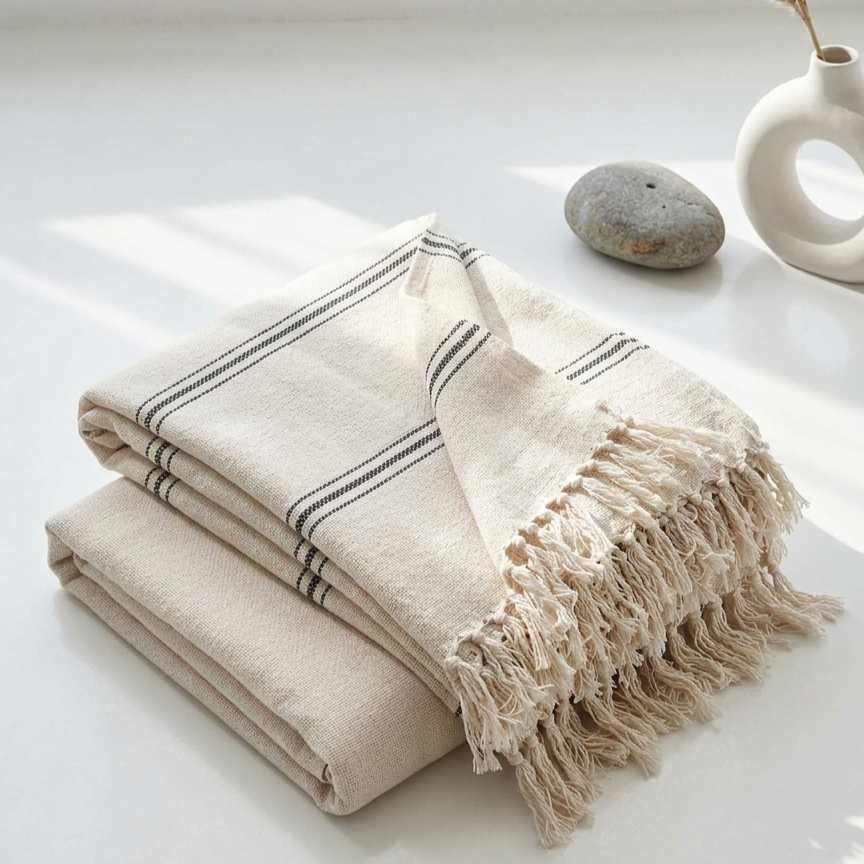 Anatolia Natural Cotton Throw Blanket