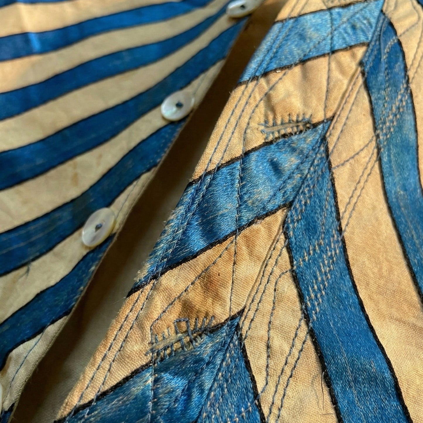 Anatolian Heritage: Antique Turquoise Striped Village Vest (Cepken) – Circa 1945–1955