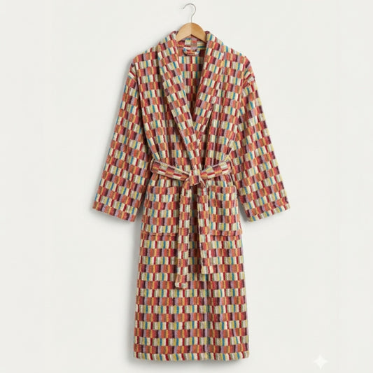 Anatolian Mosaic Hand-Woven Turkish Terry Bathrobe (L/XL)