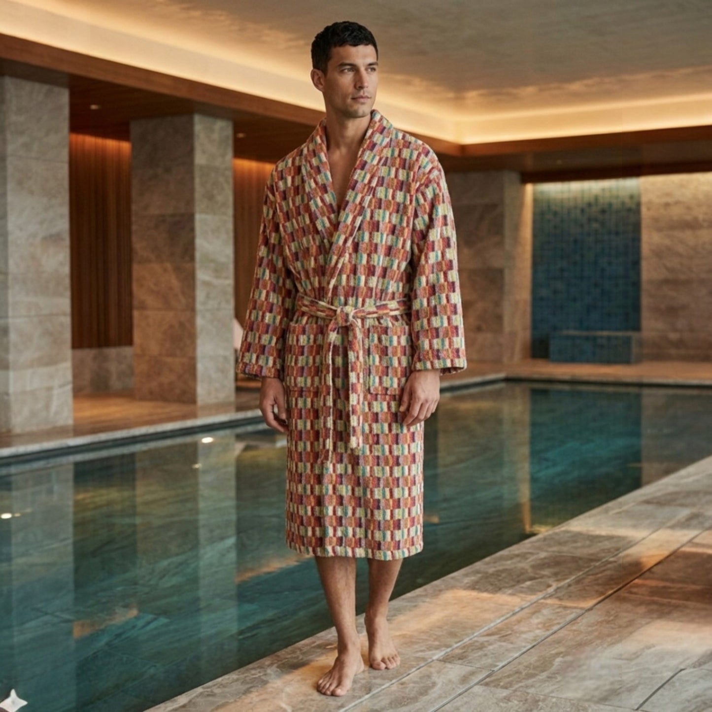 Anatolian Mosaic Hand-Woven Turkish Terry Bathrobe (L/XL)