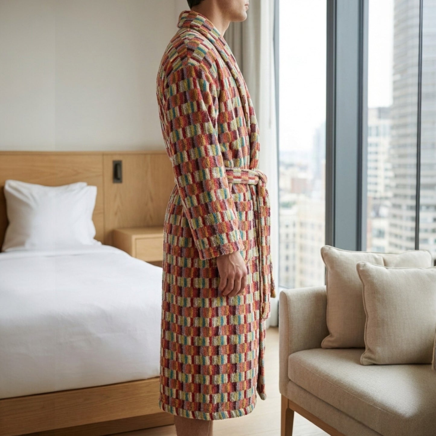 Anatolian Mosaic Hand-Woven Turkish Terry Bathrobe (L/XL)