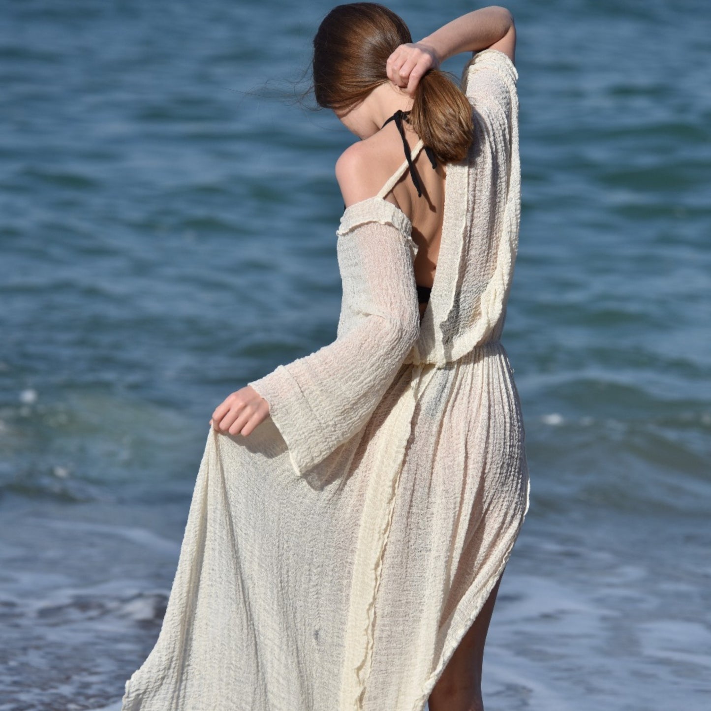 Anatolian Hand-Made Hand-Woven Curly Yarn Fabric Dress - Limited Production