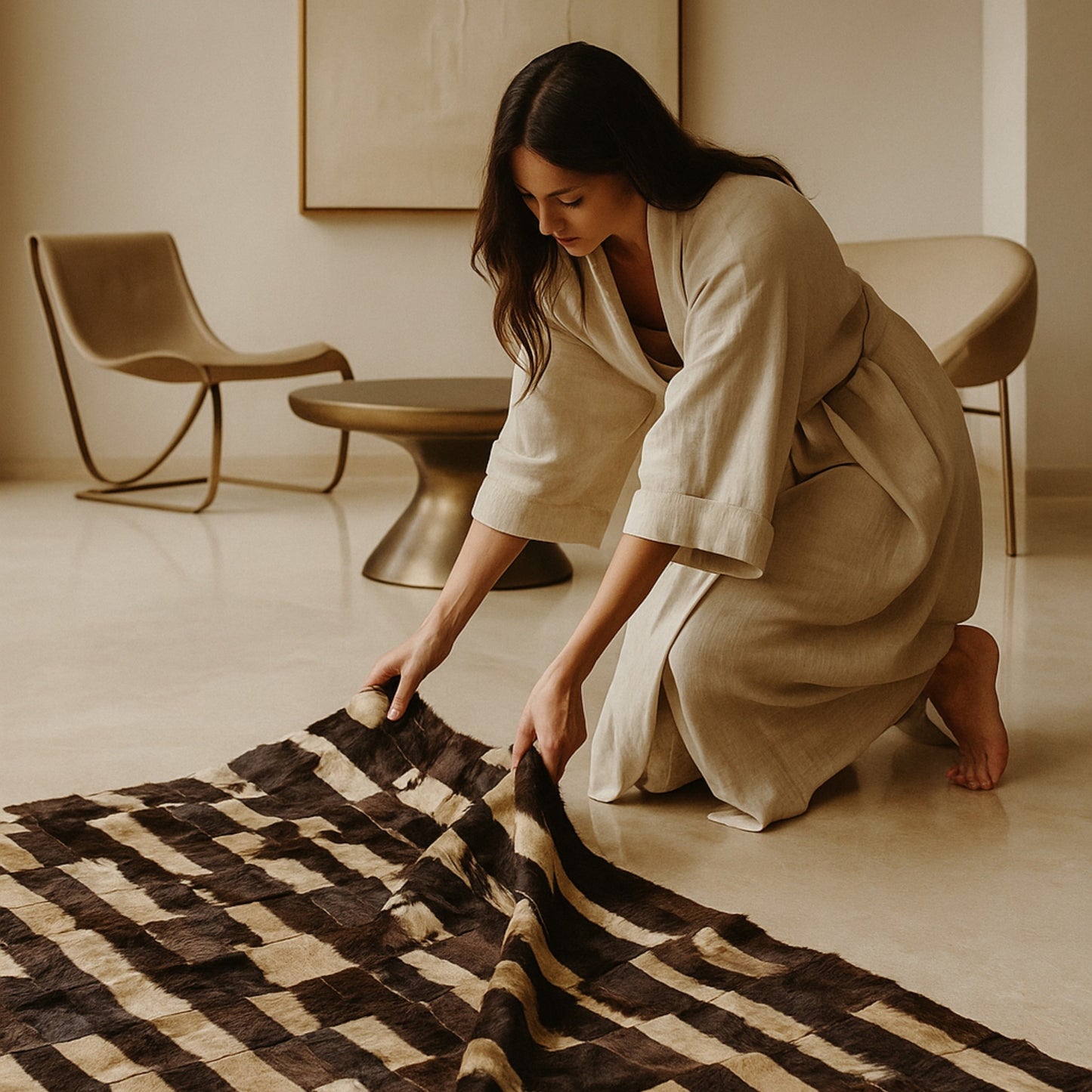 Antilop Leather Patchwork Rug – Sustainable Luxury, 210 x 240 cm