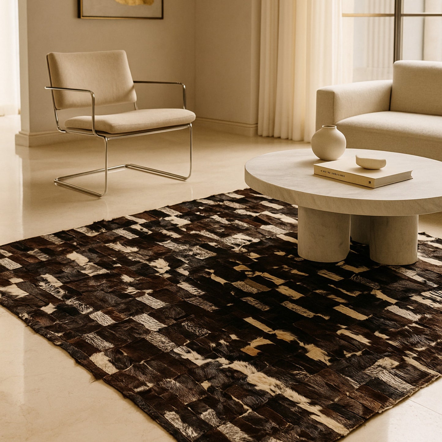 Antilop Leather Patchwork Rug – Sustainable Luxury, 210 x 240 cm