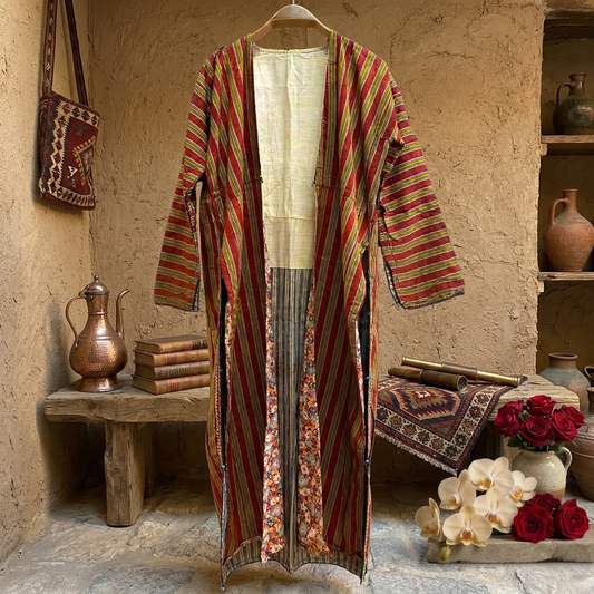 Antique Caucasian Kaftan — Handwoven Silk Kutnu