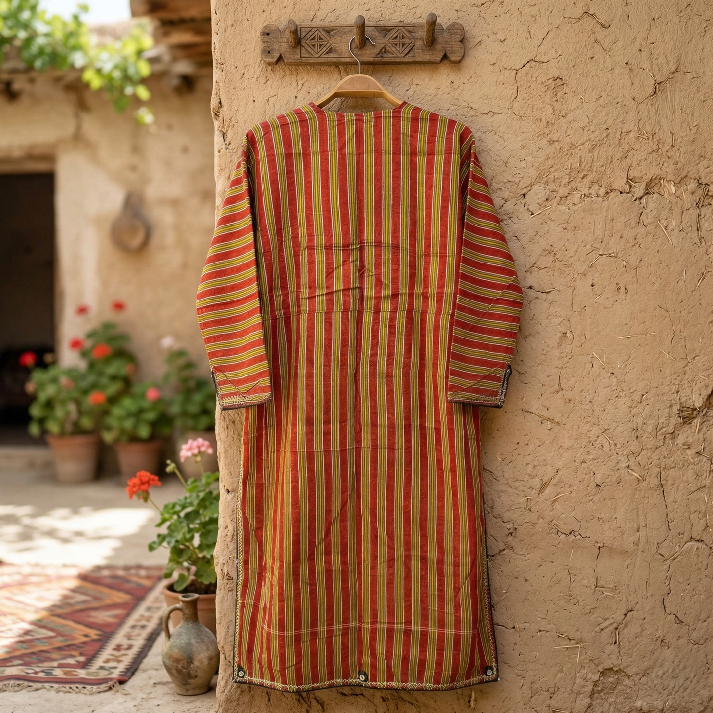 Antique Caucasian Kaftan — Handwoven Silk Kutnu