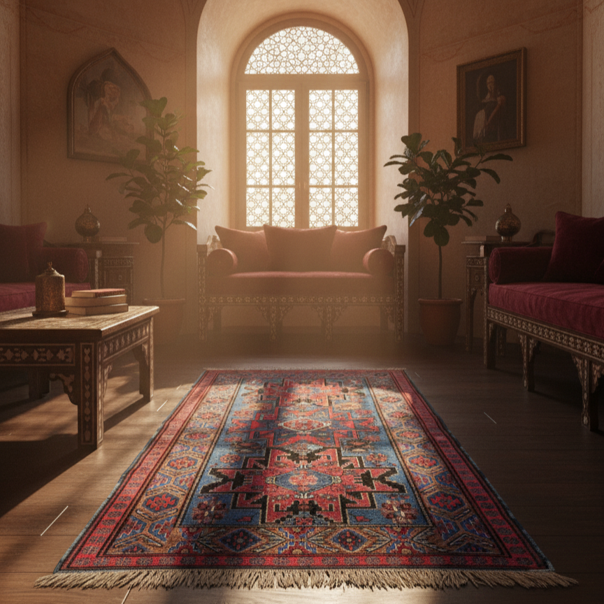 Antique Caucasian Sumak Kilim – Over 100 Years Old | Handwoven with Natural Root Dye