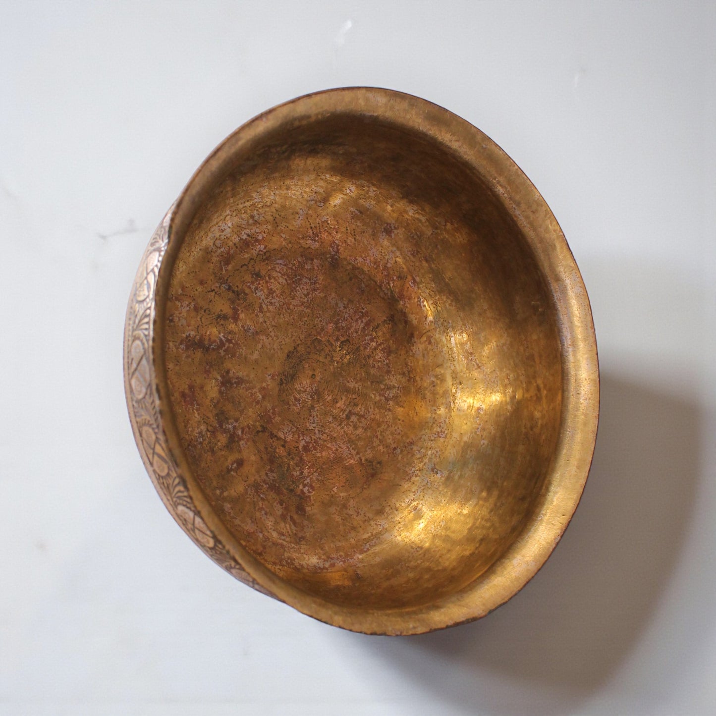 Antique Hand-Engraved “Dua” Hammam Bowl — 100+ Years Old | Unique Anatolian Ritual Piece (20 cm)
