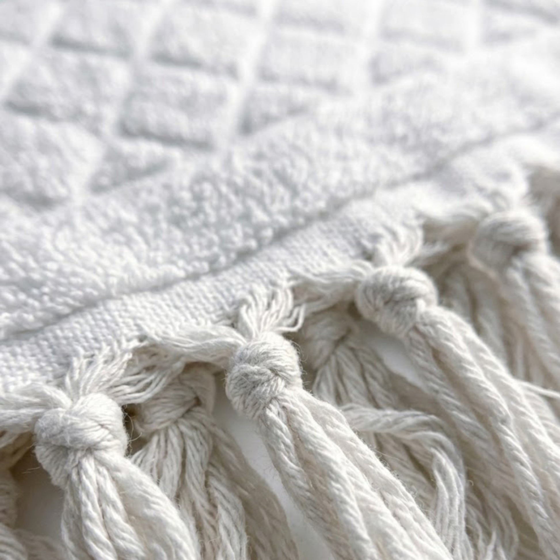 Close-up of a Hand-woven Baklava Design Turkish hand towel with traditional diamond pattern