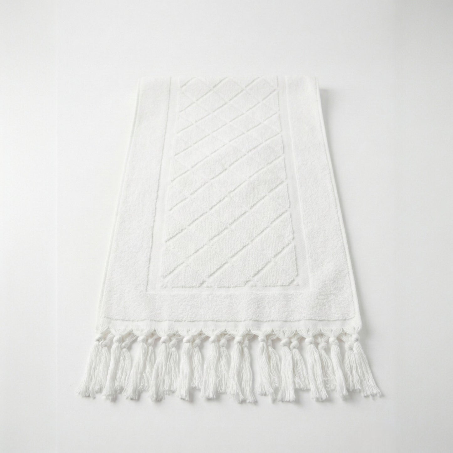 Hand-woven Baklava Design Turkish hand towel with traditional diamond pattern on a light gray background