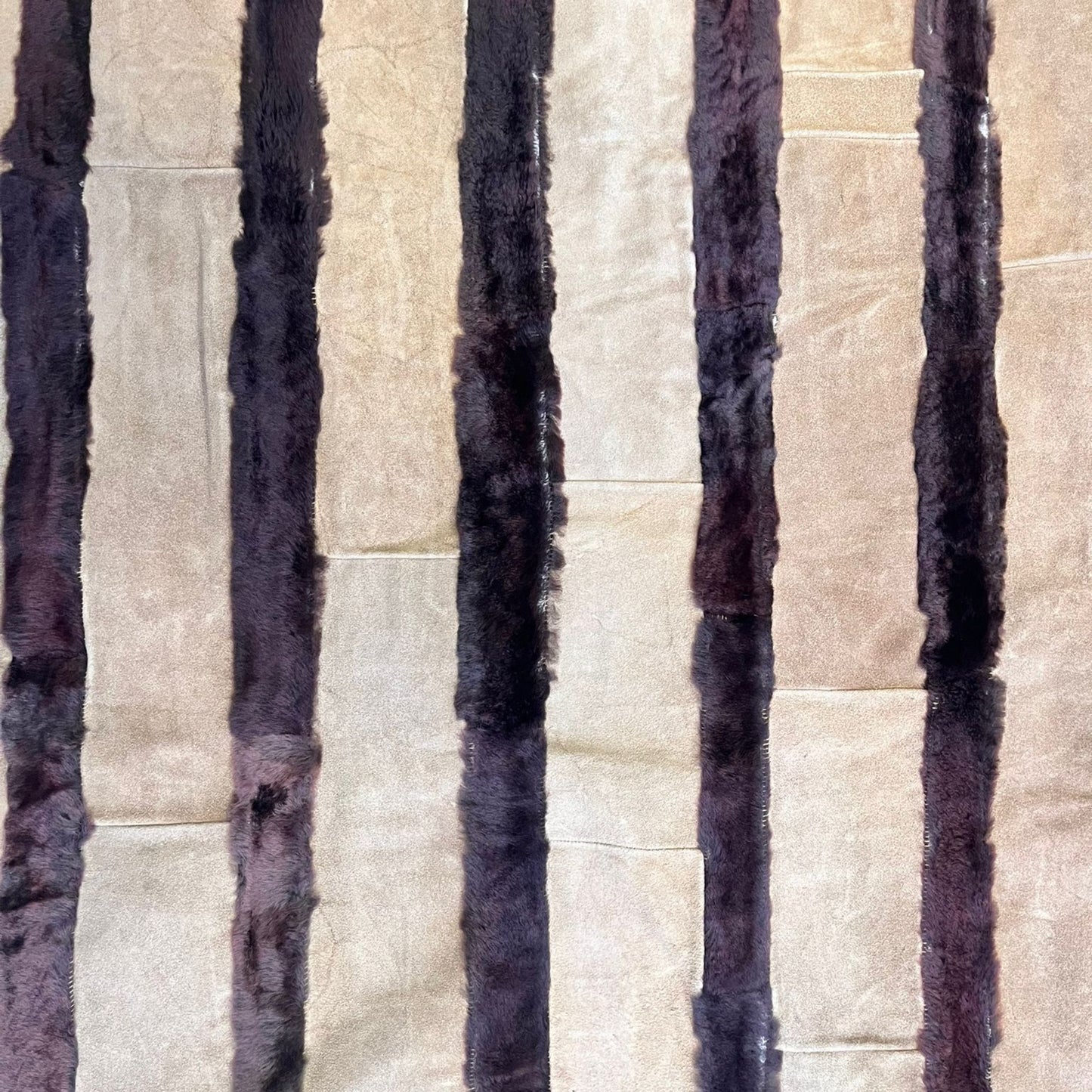 Base Sheep Suede & Lamb Fur Stripe Rug – Handcrafted Sustainable Luxury, 235 × 250 cm