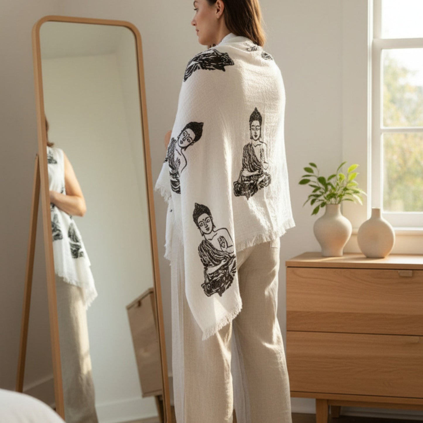 Buddha Hand Print Turkish Towel Pestemal – Premium Eco-Friendly Beach & Bath Towel