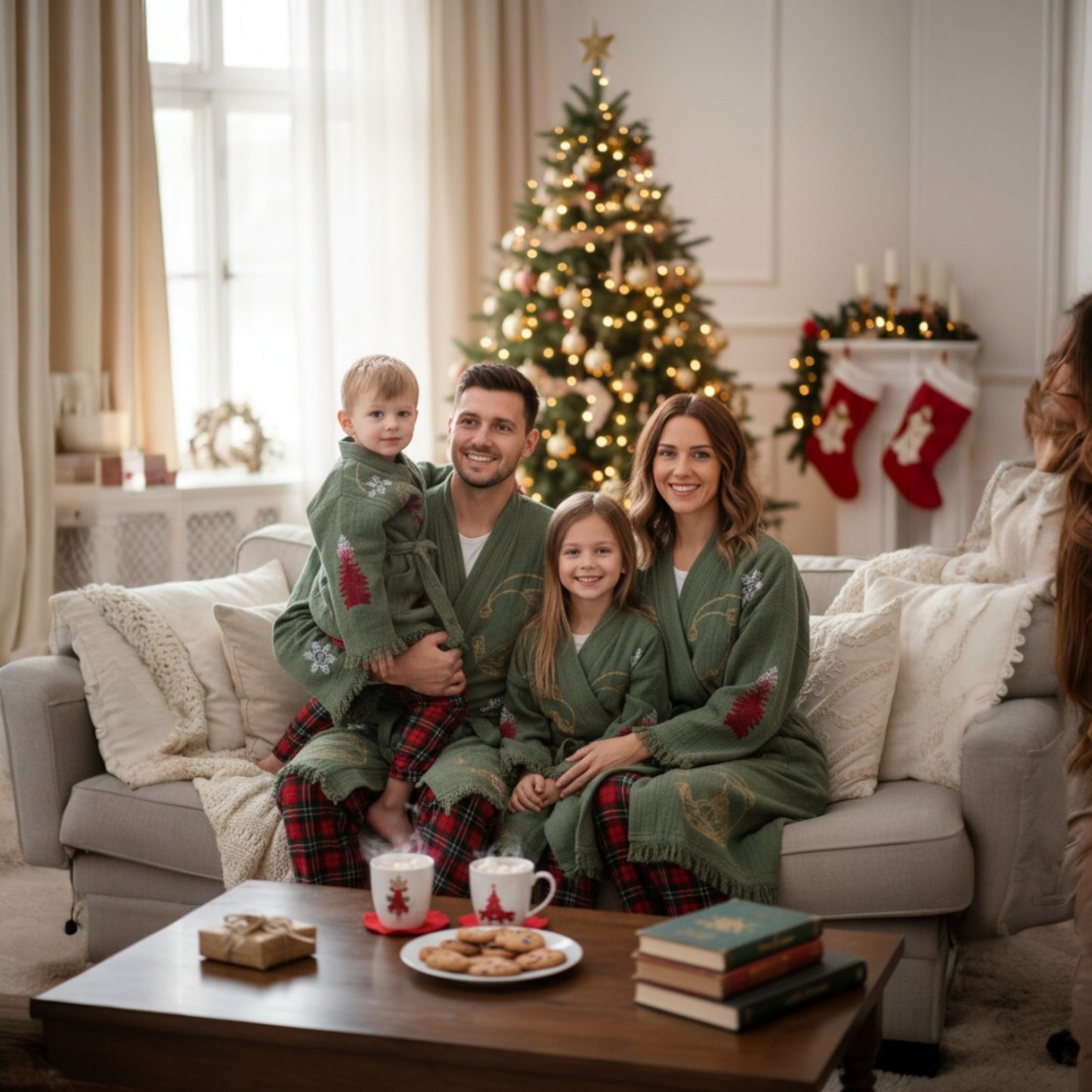 Christmas Design Kimono Robe - Hand Made & Hand Print