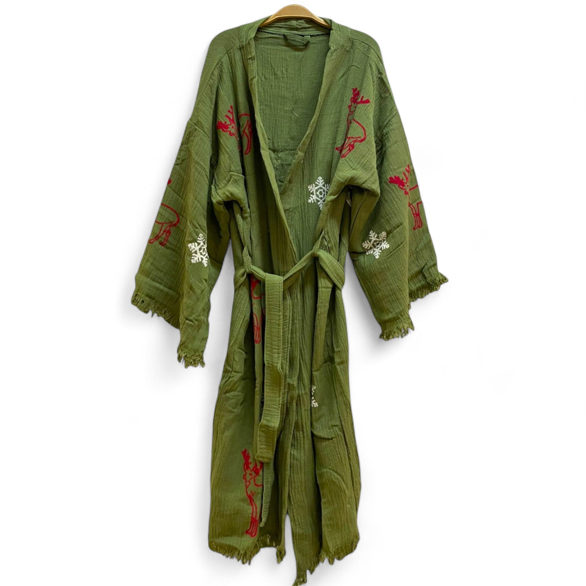 Christmas Turkish Towel Kimono Robe - Limited Collection Dervis Natural Textile Christmas Turkish Towel Kimono Robe - Limited Collection Dervis Natural Textile